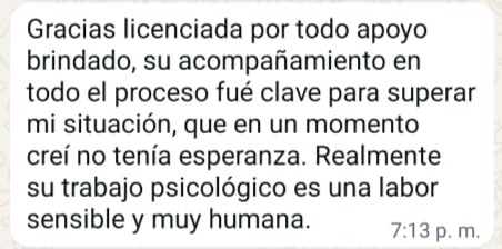 Testimonio recibido por WhatsApp