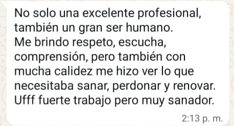 Testimonio recibido por WhatsApp