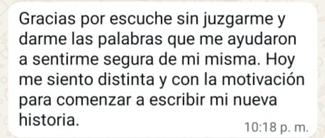 Testimonio recibido por WhatsApp