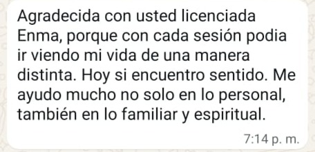 Testimonio recibido por WhatsApp