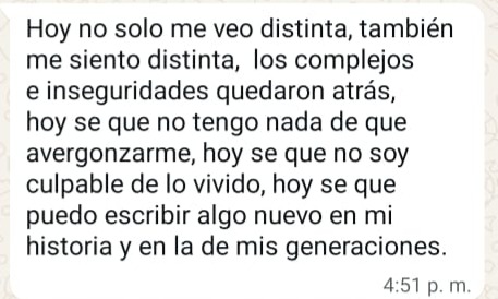 Testimonio recibido por WhatsApp